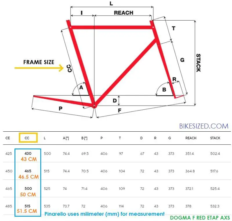Pinarello Bike Size Chart